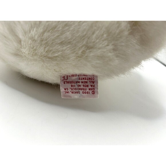 Vintage Dakin White Bear Plush Stuffed Animal Blue Bow 11” Sitting Fuzzy 1990 - Picture 13 of 15